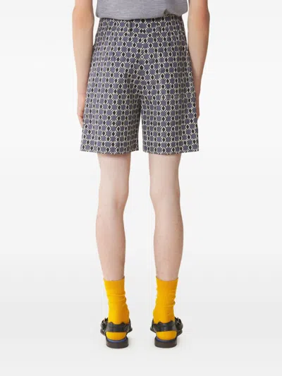 Lanvin Grey Geometric Pattern Shorts With Side Pockets In Gray