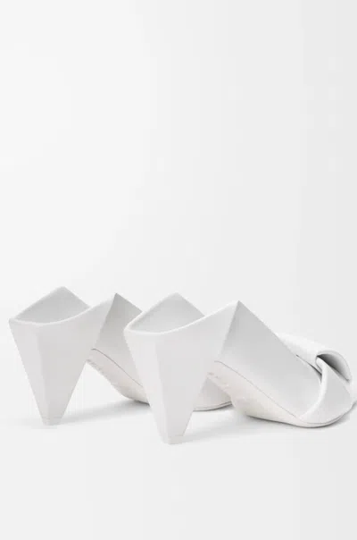 Loewe Leather Origami Mules Pointed Toe Sculptural Heel In White