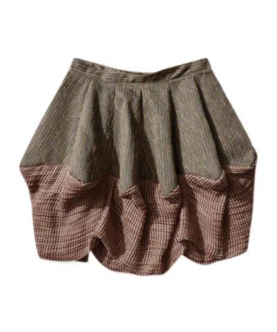 Kiko Kostadinov Stripe-pattern Bubble-hem Mini Skirt In Nude