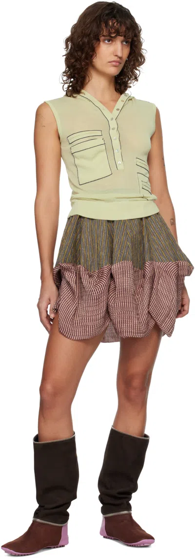Kiko Kostadinov Stripe-pattern Bubble-hem Mini Skirt In Nude