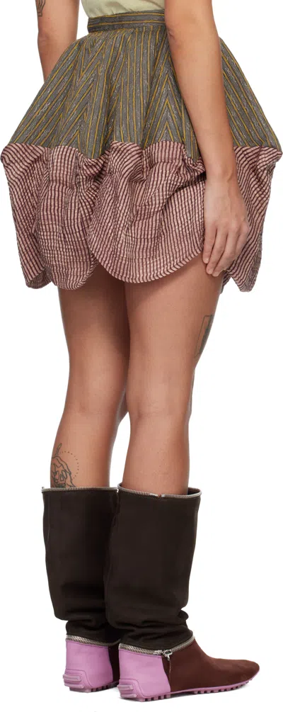 Kiko Kostadinov Stripe-pattern Bubble-hem Mini Skirt In Nude