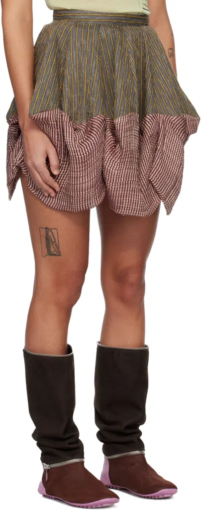 Kiko Kostadinov Stripe-pattern Bubble-hem Mini Skirt In Nude