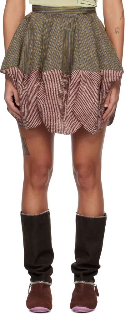 Kiko Kostadinov Stripe-pattern Bubble-hem Mini Skirt In Nude
