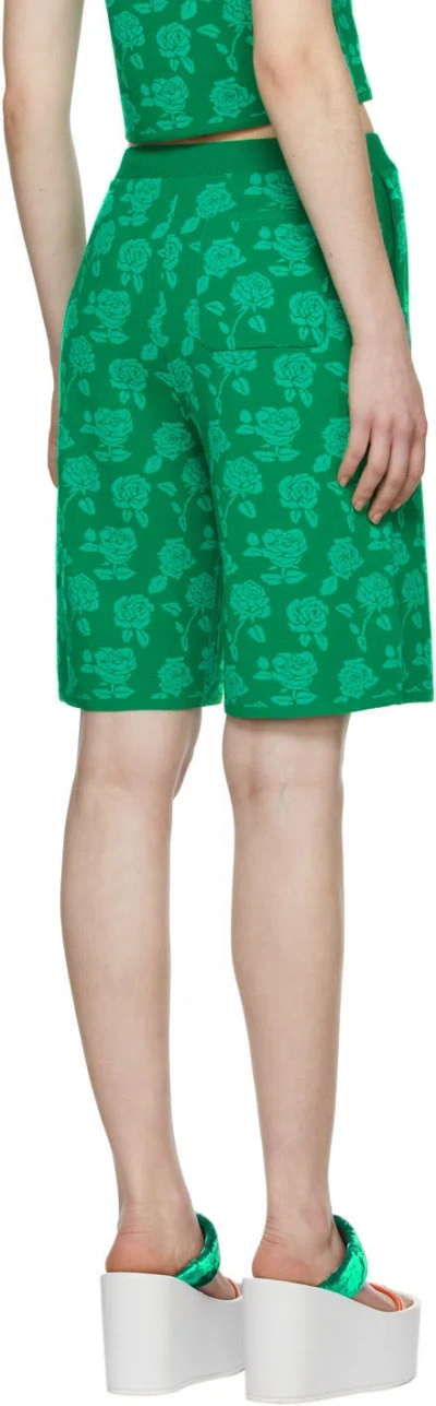 Pushbutton Printed Shorts In Green