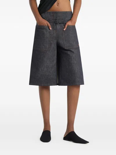 Courrèges Denim Back Panel Shorts In Black