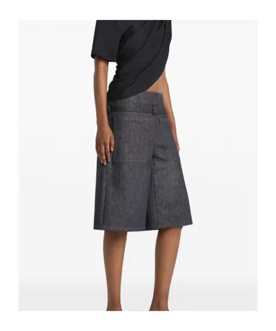 Courrèges Denim Back Panel Shorts In Black