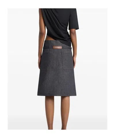 Courrèges Denim Back Panel Shorts In Black