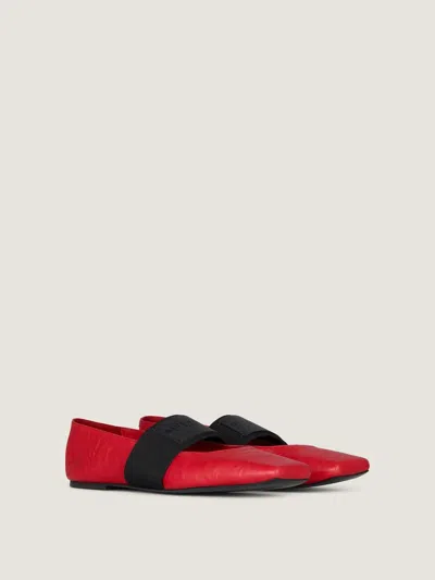 Givenchy Sliced Square Ballerinas In Textured-effect Leather In Red