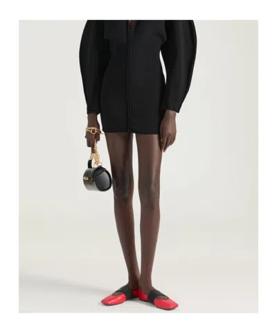 Givenchy Sliced Square Ballerinas In Textured-effect Leather In Red
