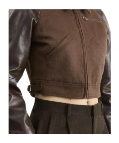 Auralee Pointed-colar Jacket In Brown