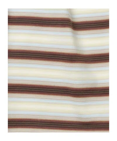 Auralee Embroidered Cotton Crew Neck Striped T Shirt In Multi