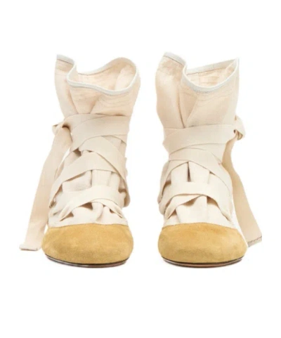 Isabel Marant Beige Solid Letiz Boots In White