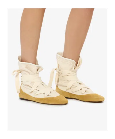 Isabel Marant Beige Solid Letiz Boots In White