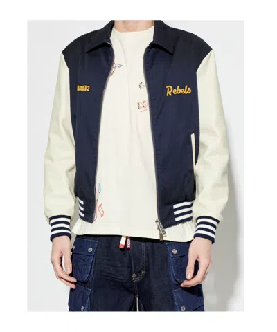 Dsquared2 Rebels Varsity Bomber Jacket In Black