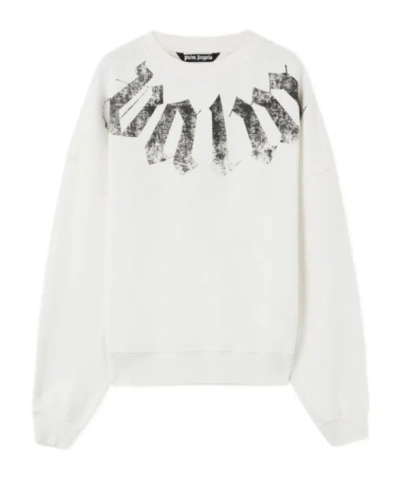 Palm Angels Men White Logo Crew Neck Sweatshirt, Xl Luxury Sweatshirts & Hoodies For Men Darveys