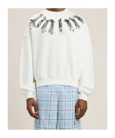 Palm Angels Men White Logo Crew Neck Sweatshirt, Xl Luxury Sweatshirts & Hoodies For Men Darveys