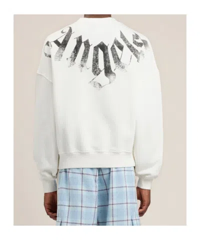 Palm Angels Men White Logo Crew Neck Sweatshirt, Xl Luxury Sweatshirts & Hoodies For Men Darveys