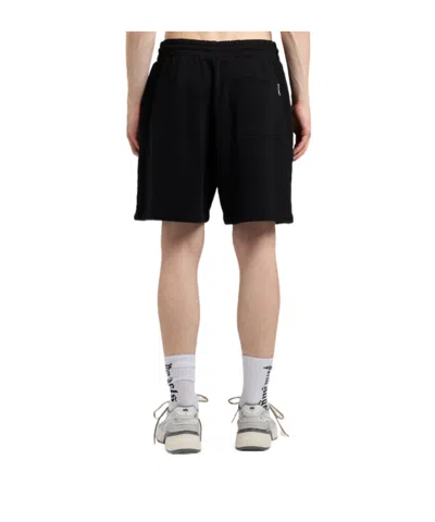 Palm Angels Men's Waist Logo Cotton Sweat Shorts In Black
