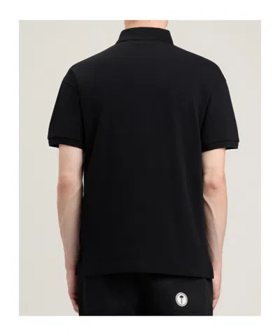Palm Angels Curved Logo Embroidered Polo Shirt In Black