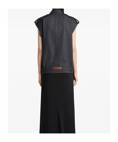 Courrèges Blue Solid Shirt Collar Jacket In Blue