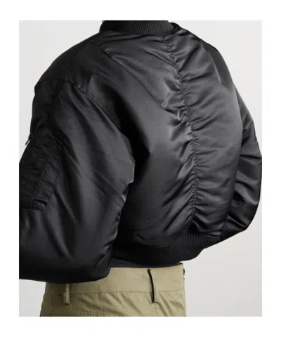 Re/done Cropped Bomber Jacket In Black