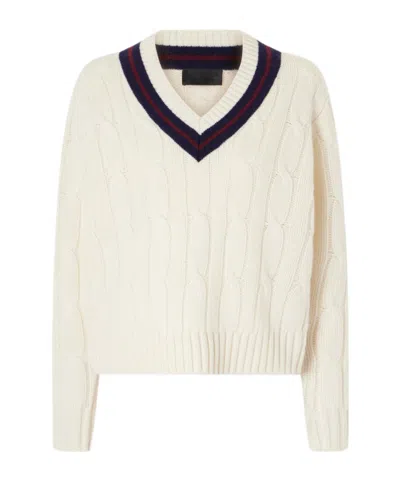 Nili Lotan Fabiana Striped Cable-knit Wool Sweater In White