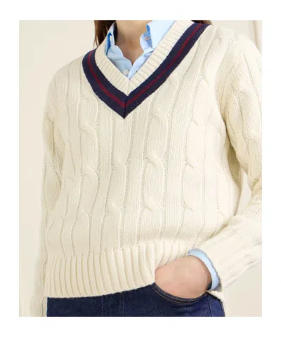 Nili Lotan Fabiana Striped Cable-knit Wool Sweater In White