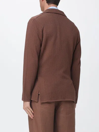 Lardini Man Knitted Jacket In Brown