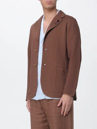 Lardini Man Knitted Jacket In Brown