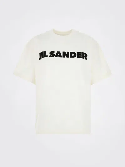 Jil Sander Women White Crewneck T-shirt With Logo Lettering On The Front In Cotton Woman In Gray