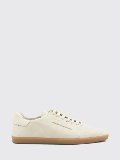 Zegna 232 Low Top Suede Sneakers Rubber Sole In White
