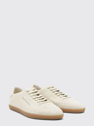 Zegna 232 Low Top Suede Sneakers Rubber Sole In White