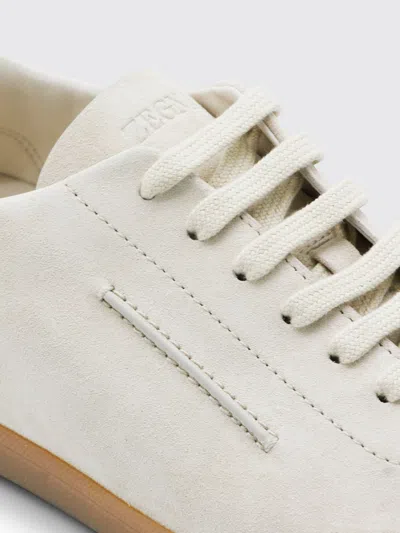 Zegna 232 Low Top Suede Sneakers Rubber Sole In White