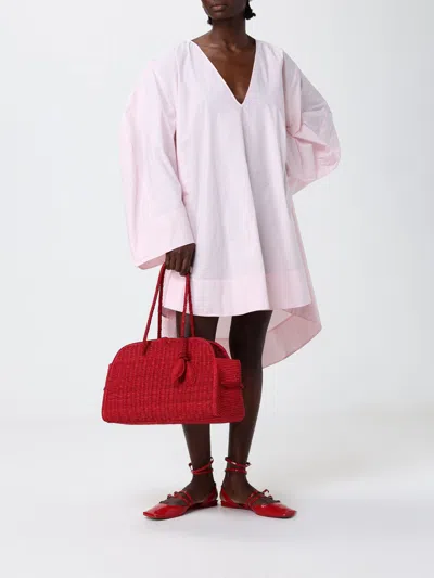 Jacquemus Medium Le Turismo Raffia Shoulder Bag In Burgundy