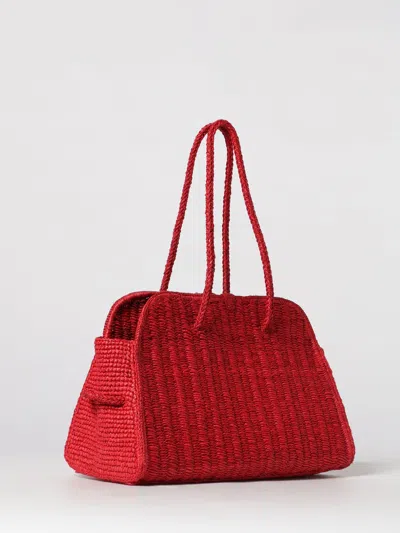 Jacquemus Medium Le Turismo Raffia Shoulder Bag In Burgundy