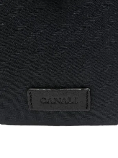 Canali Patterned Messenger Bag In Blue