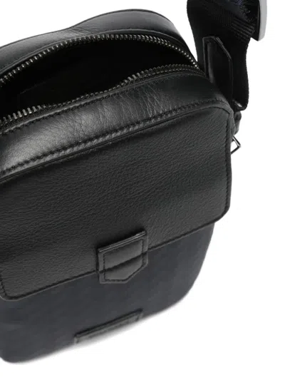 Canali Patterned Messenger Bag In Blue