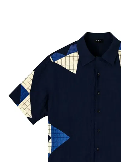 A.p.c. Patchwork Grid-pattern Shirt In Black