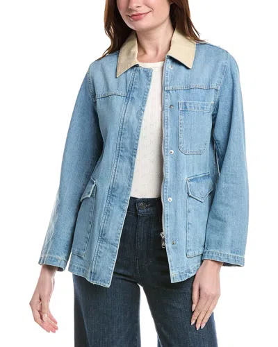 Sam Edelman Washed Denim Jacket 27.7 In Blue