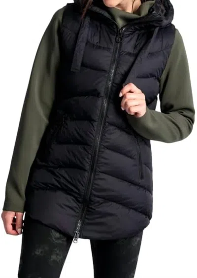 Lole Transition Water Repellent Hooded Quilted Vest In Black