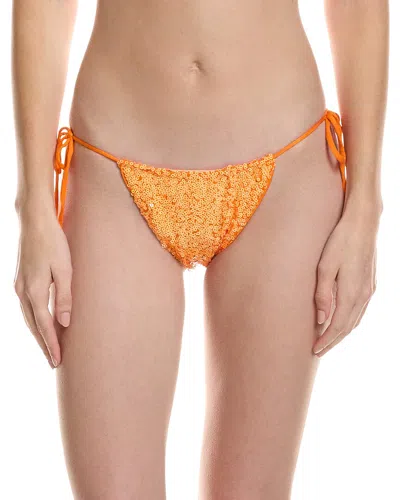 Norma Kamali Petite Sequin String Bikini Bottom In Orange