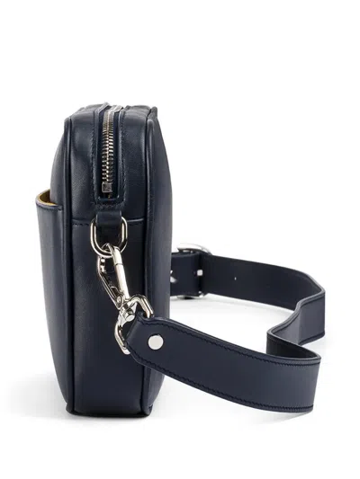 Doucal's Logo-debossed Leather Messenger Bag In Blue