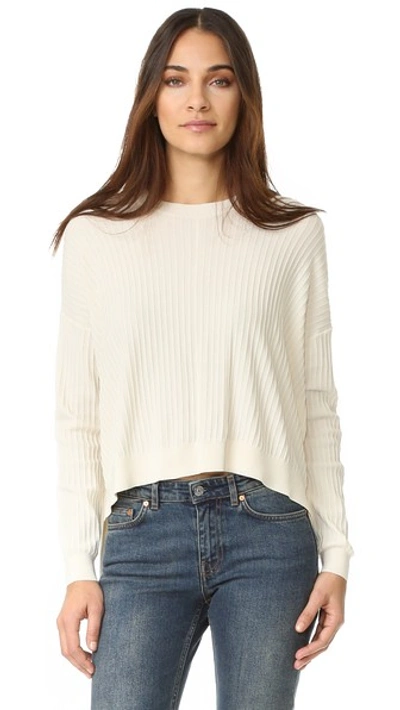 Acne Studios(Acne)◆クルーネックリブニット(薄手)/S/コットン/CRM/ISSY RIB PSS16 Acne Studios Issy Rib Cotton-blend Sweater In Bianco | ModeSens