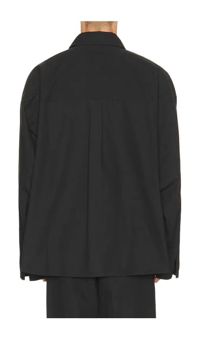 Essentials Logo-embroidered Press-stud Overshirt In Black