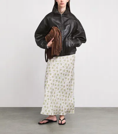 Sandro Paris Oversized Leather Jacket In Black