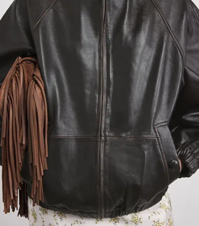 Sandro Paris Oversized Leather Jacket In Black