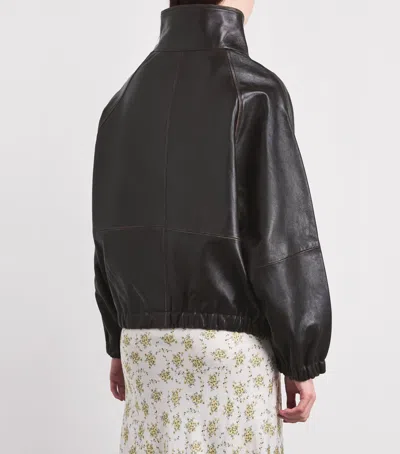 Sandro Paris Oversized Leather Jacket In Black