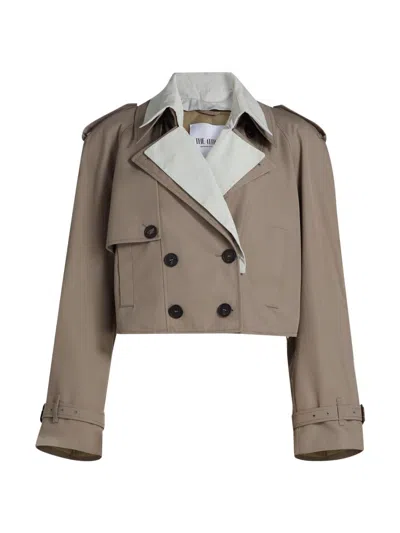 Attico Short Trench Jacket In Brown