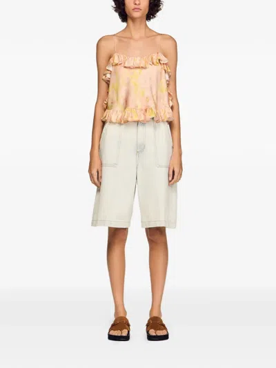 Sandro Paris Satin Floral Print Cami Top In Multi