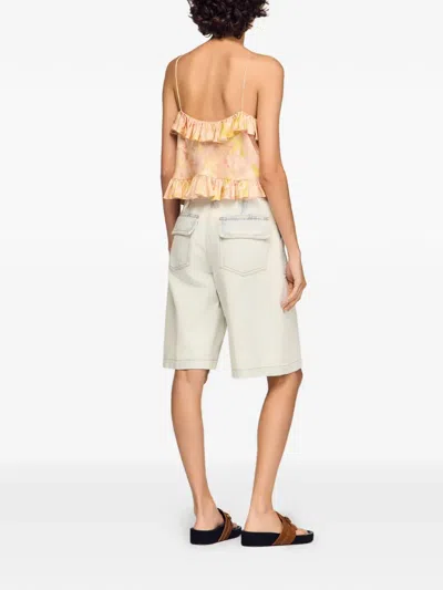 Sandro Paris Satin Floral Print Cami Top In Multi